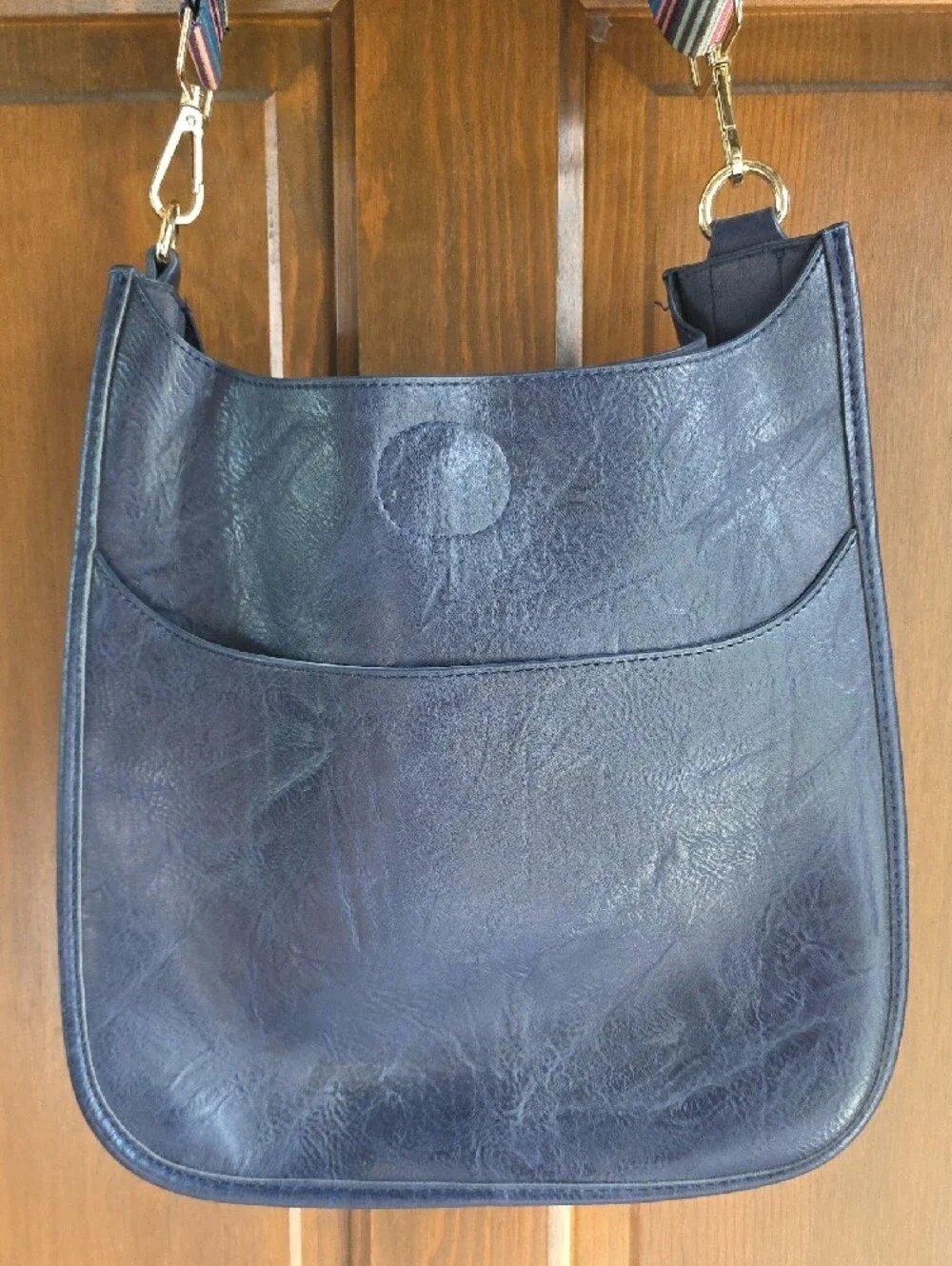 Ah•dorned Classic Navy Crossbody Bag with Striped Adjustable Removable Strap